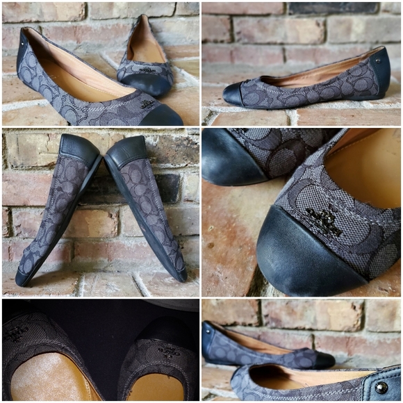 Coach Signature Chelsea Leather Slip-on Flats Size 7 (Black & Gray) - Picture 4 of 4